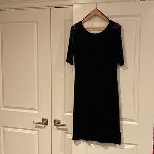 Little black dress with low scoop neck at the back